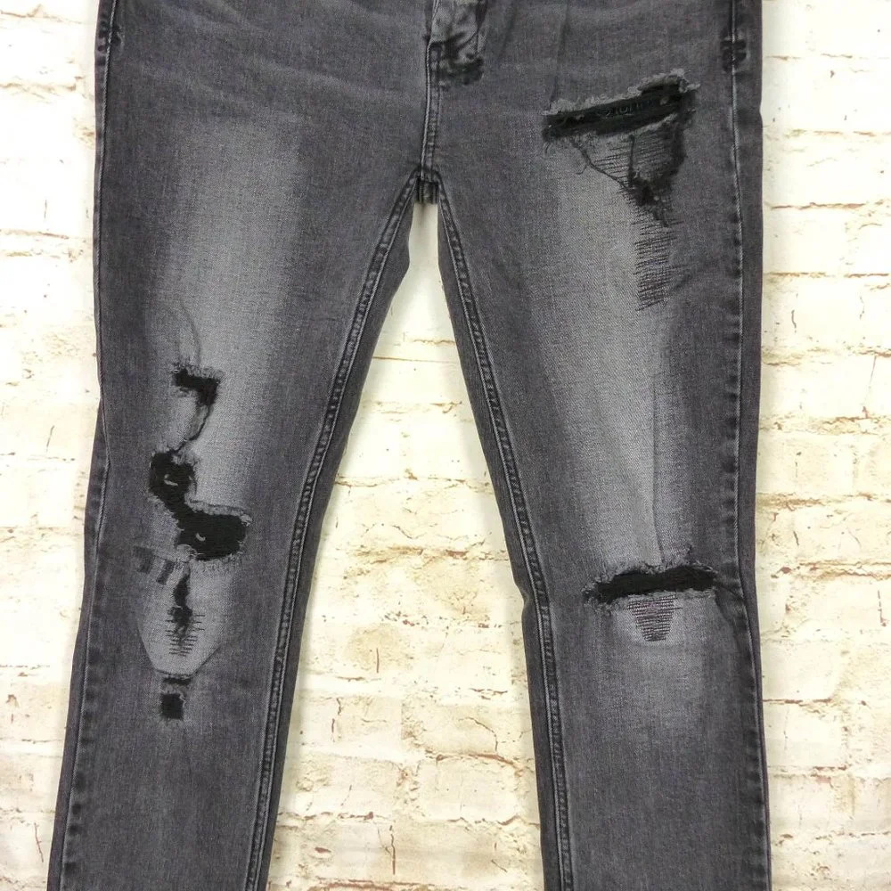 Ksubi Mens 34X32 Van Winkle Hazlow Angst Trashed Jeans Black Button Fly Grunge